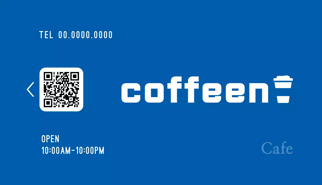 青 シンプル カフェ 名刺