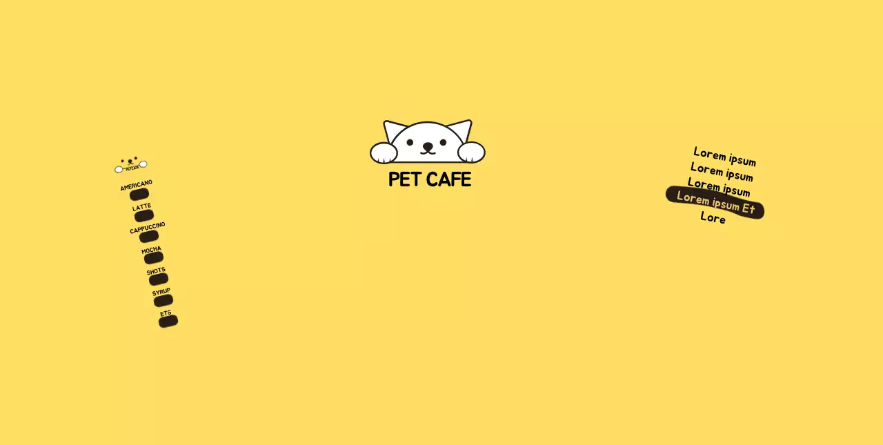 Yellow Cat Illustration Pet Cafe