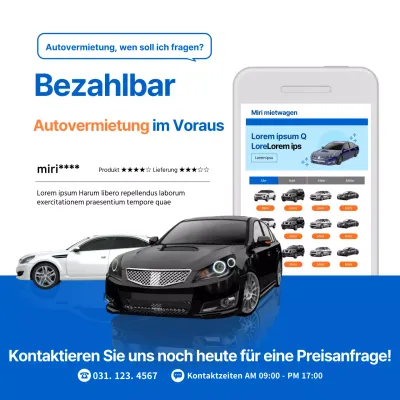 Einführung der einfachen blauen Autovermietungs-App