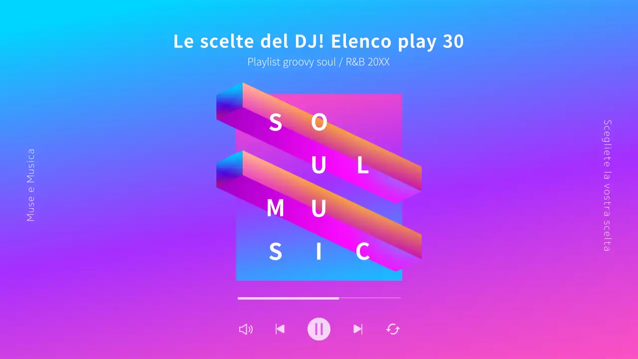 Contenuto di una playlist di musica soul con sfumatura rosa-viola