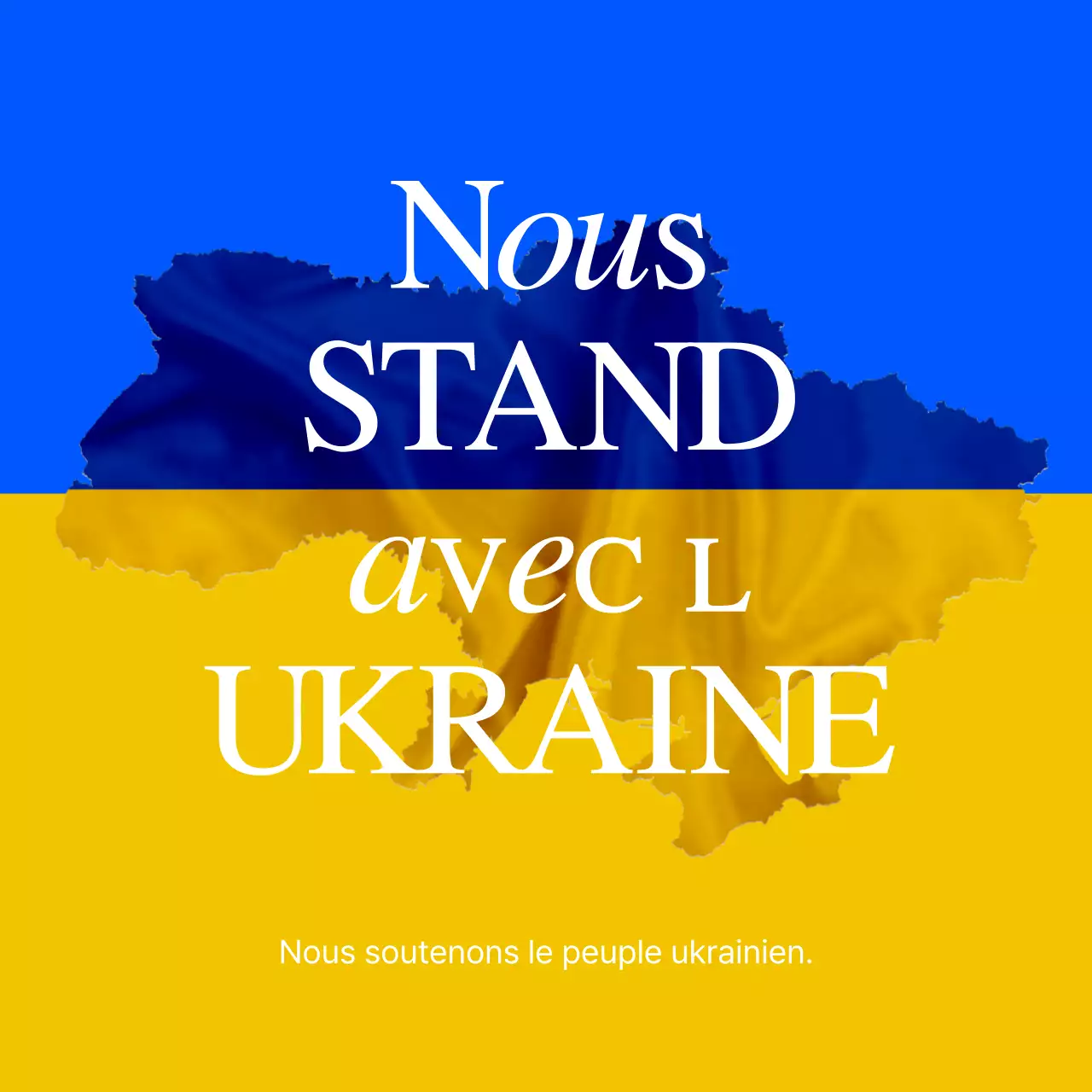 Message anti-guerre sur une carte jaune et bleue de l'Ukraine