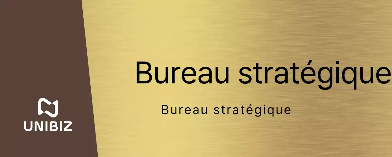 Panneau simple avec des noms de départements d'entreprises marron et noir et des formes carrées.