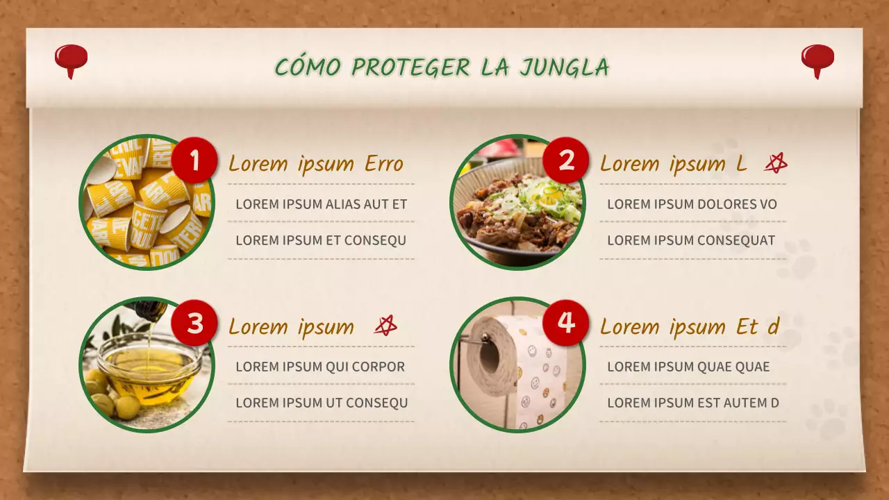 Pizarra de notas marrón y verde Concepto Jungle Story