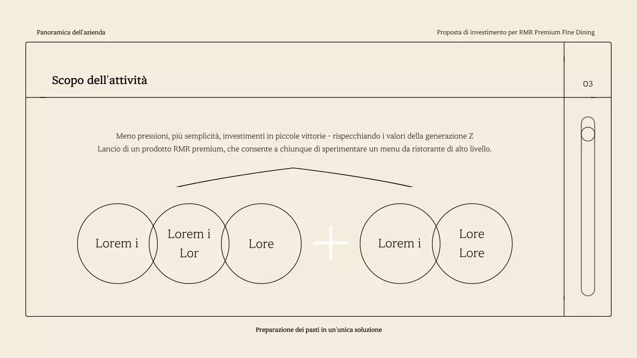 Un semplice ponte di lancio RMR per una cena raffinata, nei toni del beige.