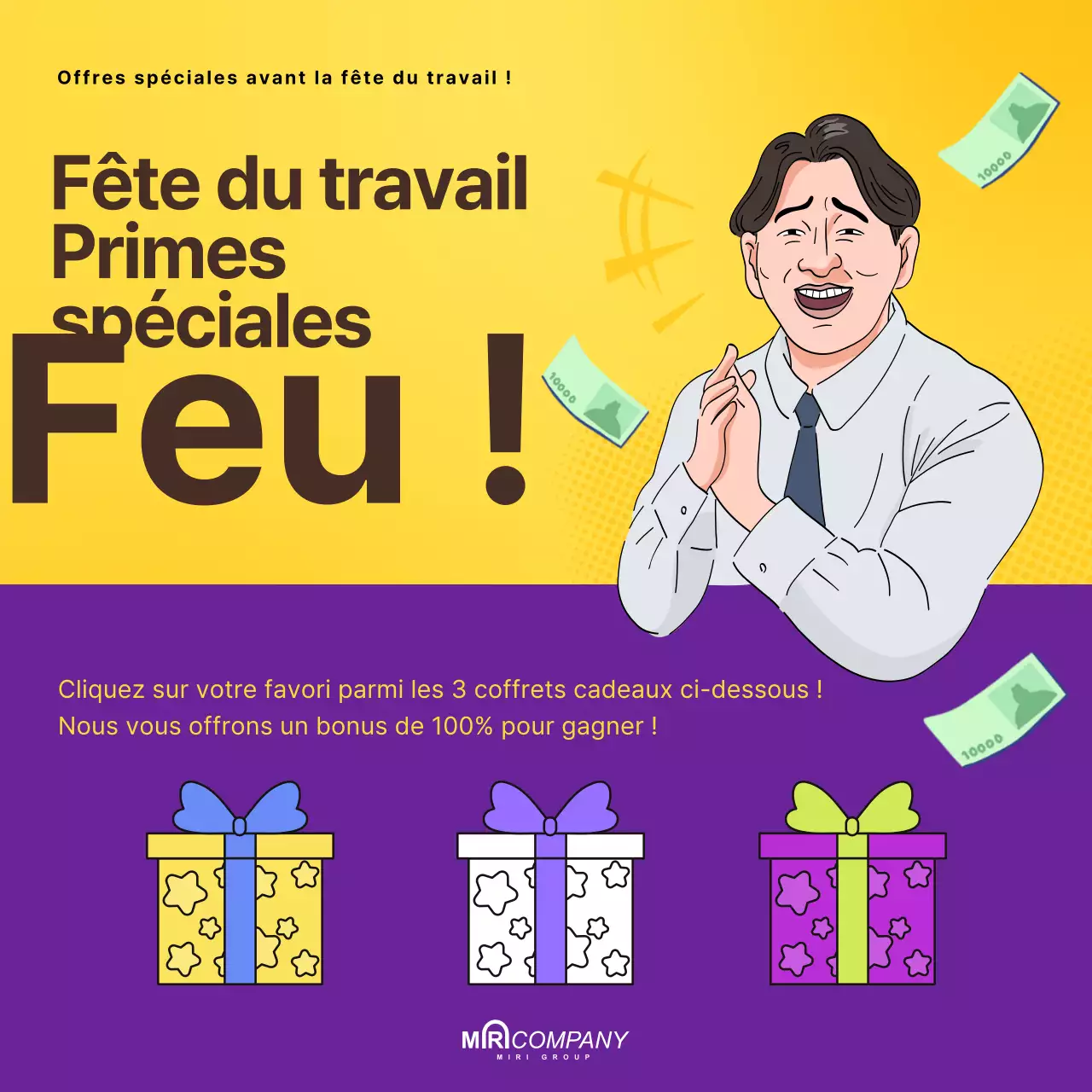 Une offre spéciale de bonus pour la fête des travailleurs avec un concept d'illustration de bande dessinée délicieux