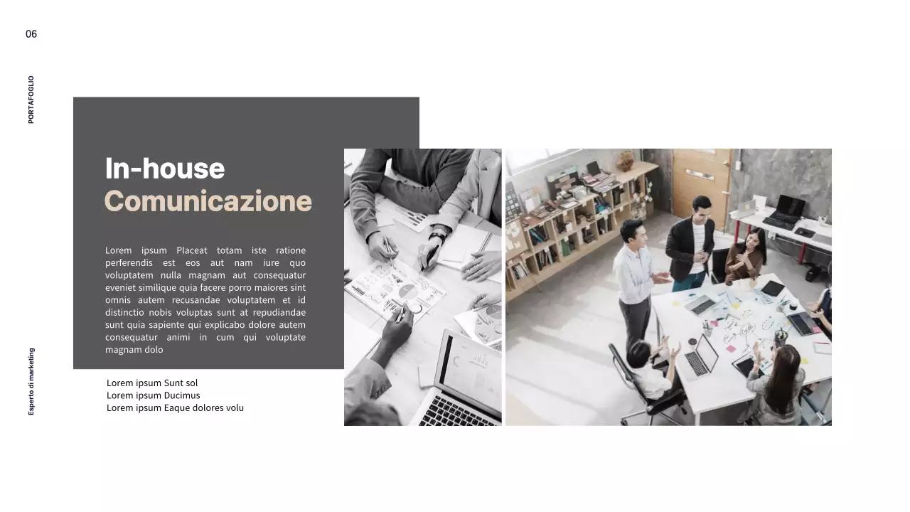 La combinazione di colori neutri, beige e rosa chiaro, della casa del professionista del marketing