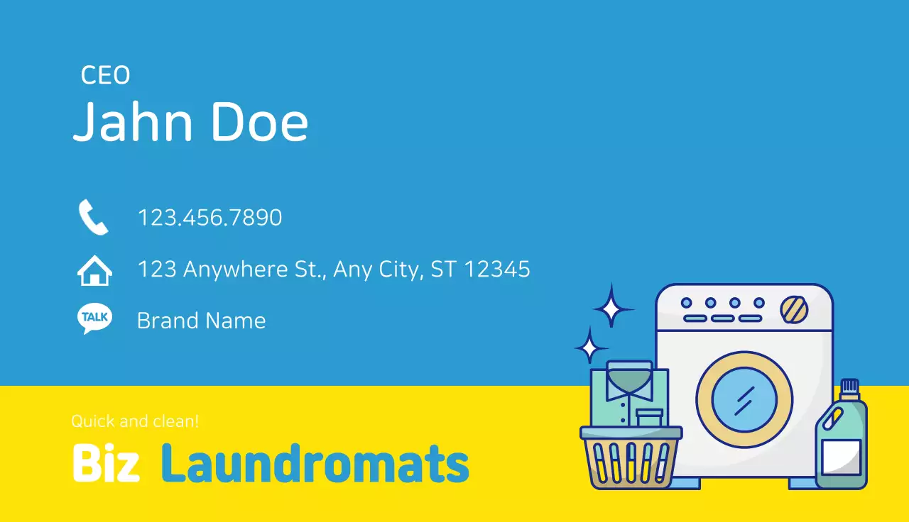 Blue Modern Laundromat Business Card