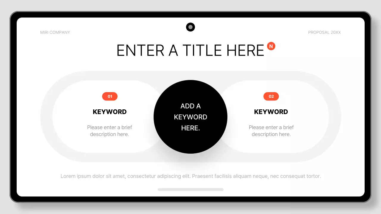 검정색과 흰색의 깔끔한 태블릿 패드 비즈니스 제안서