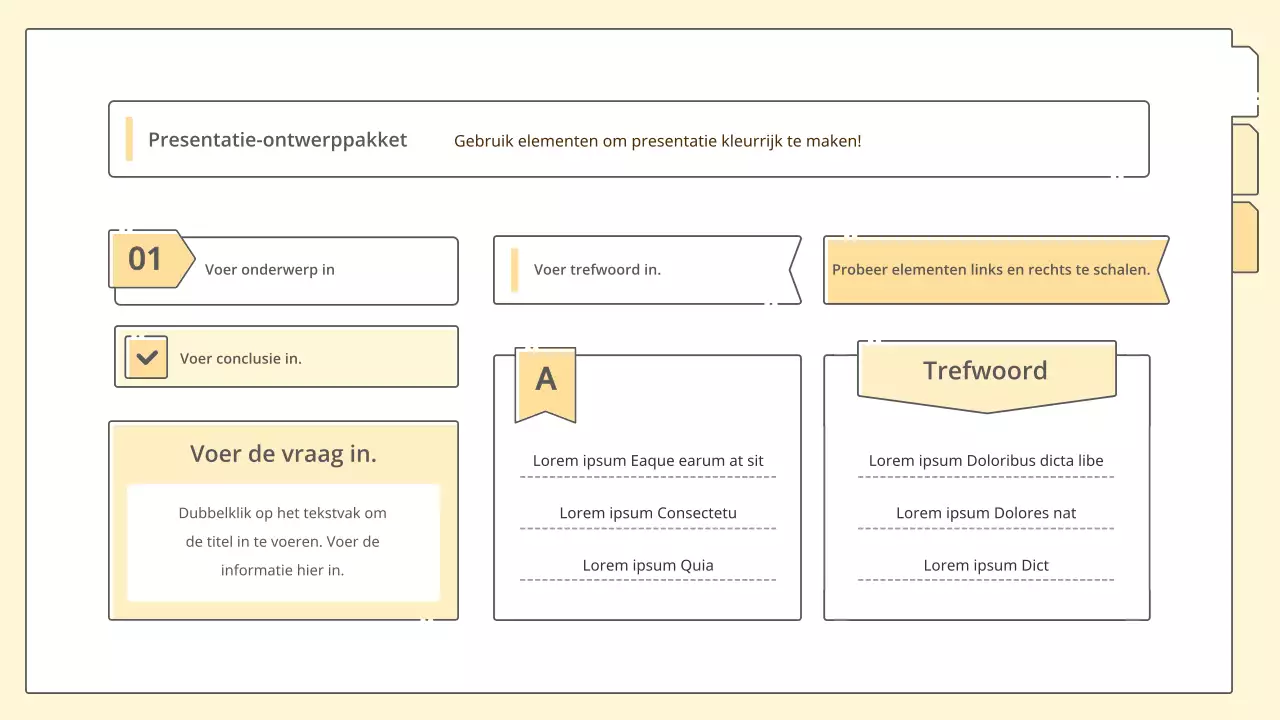 Strakke en eenvoudige presentatieset in geel