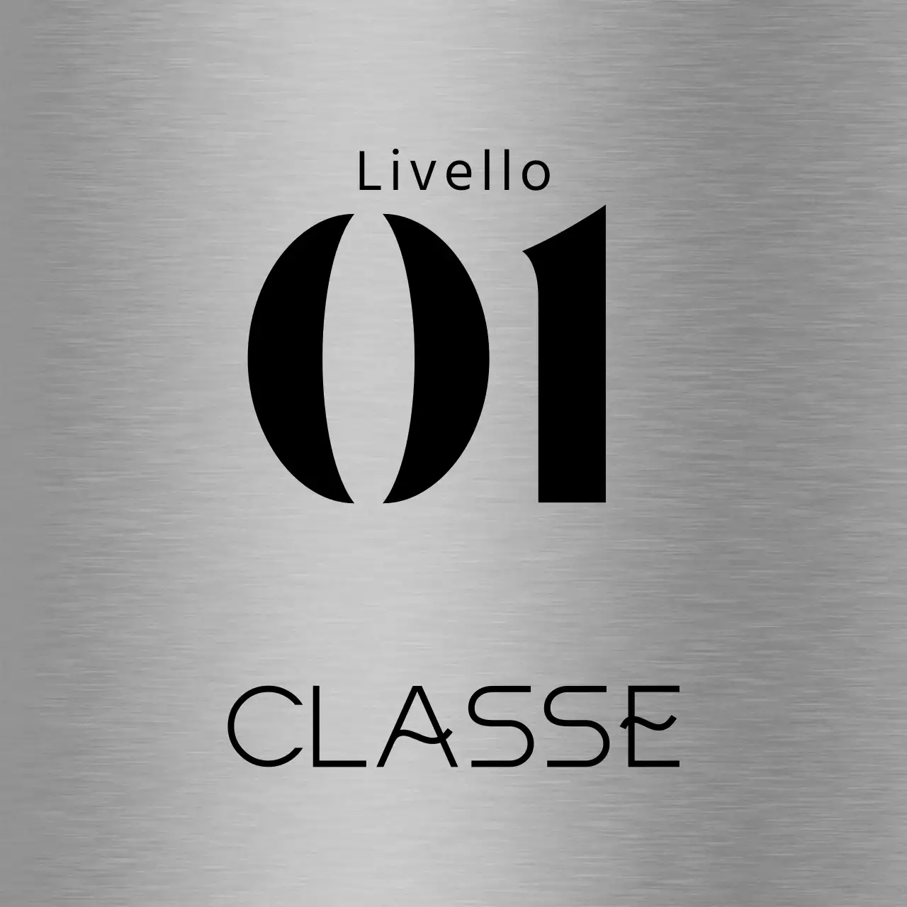 Semplice segnaletica segnaposto con testo nero del nome della classe scolastica