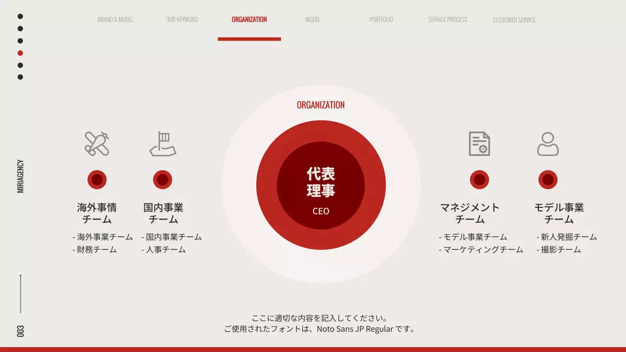 赤 モダン モデル 会社案内 プレゼンテーション