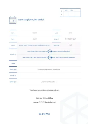 Een eenvoudig verlofaanvraagformulier met een schone achtergrond