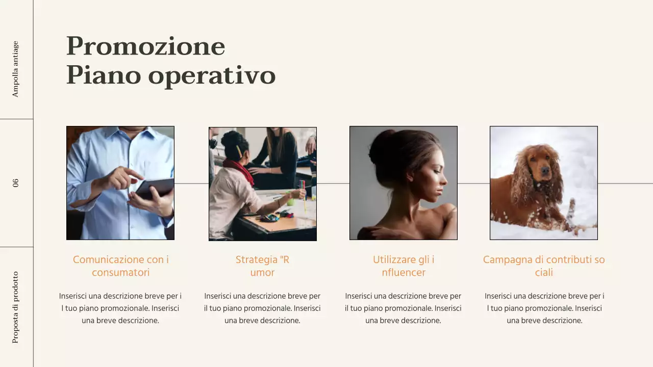 Brief sui prodotti cosmetici con accenti arancioni