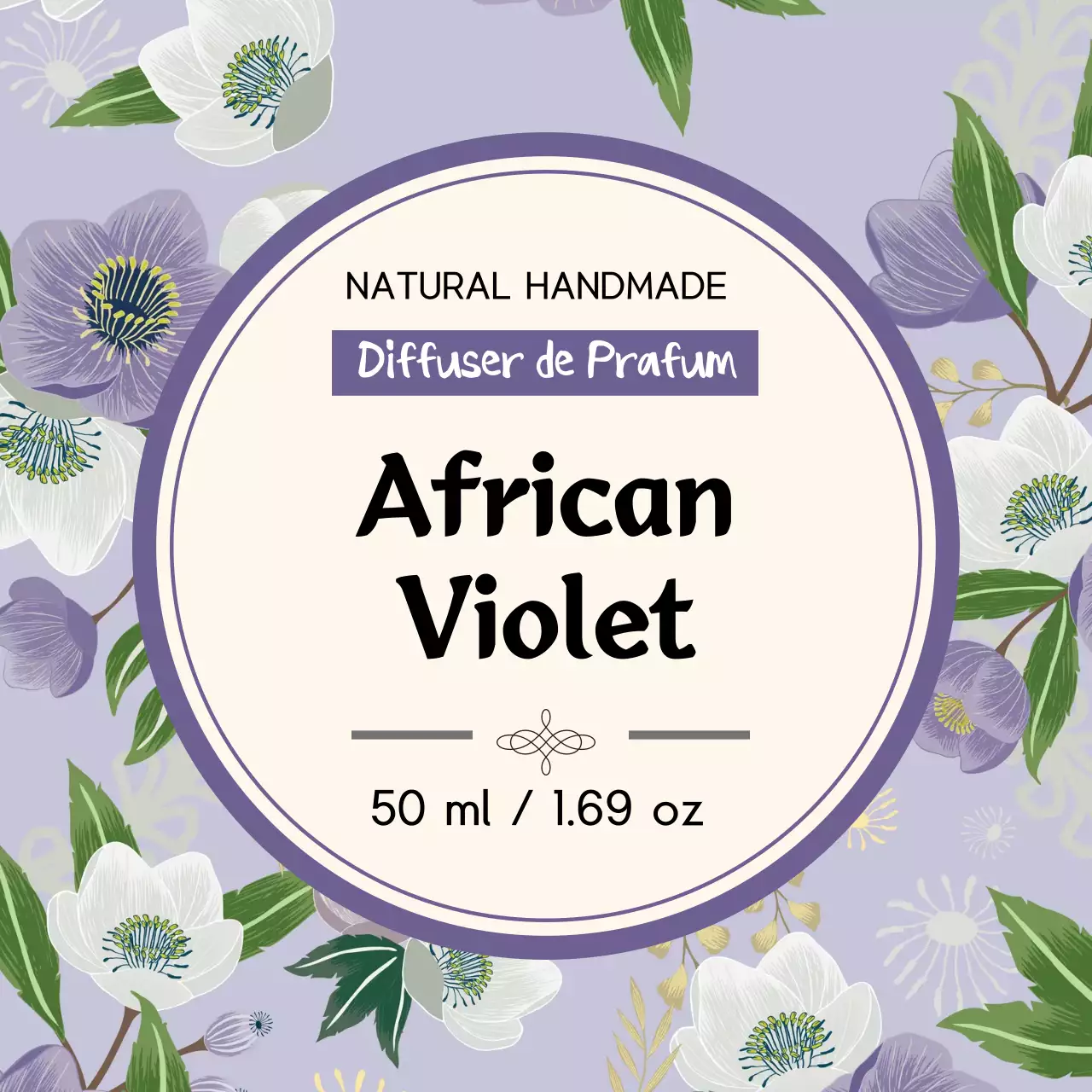 紫色のイラスト ヴィンテージ感のある香水ラベル