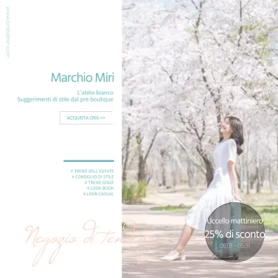 Proposte di outfit estivi in bianco e menta (social media squares)