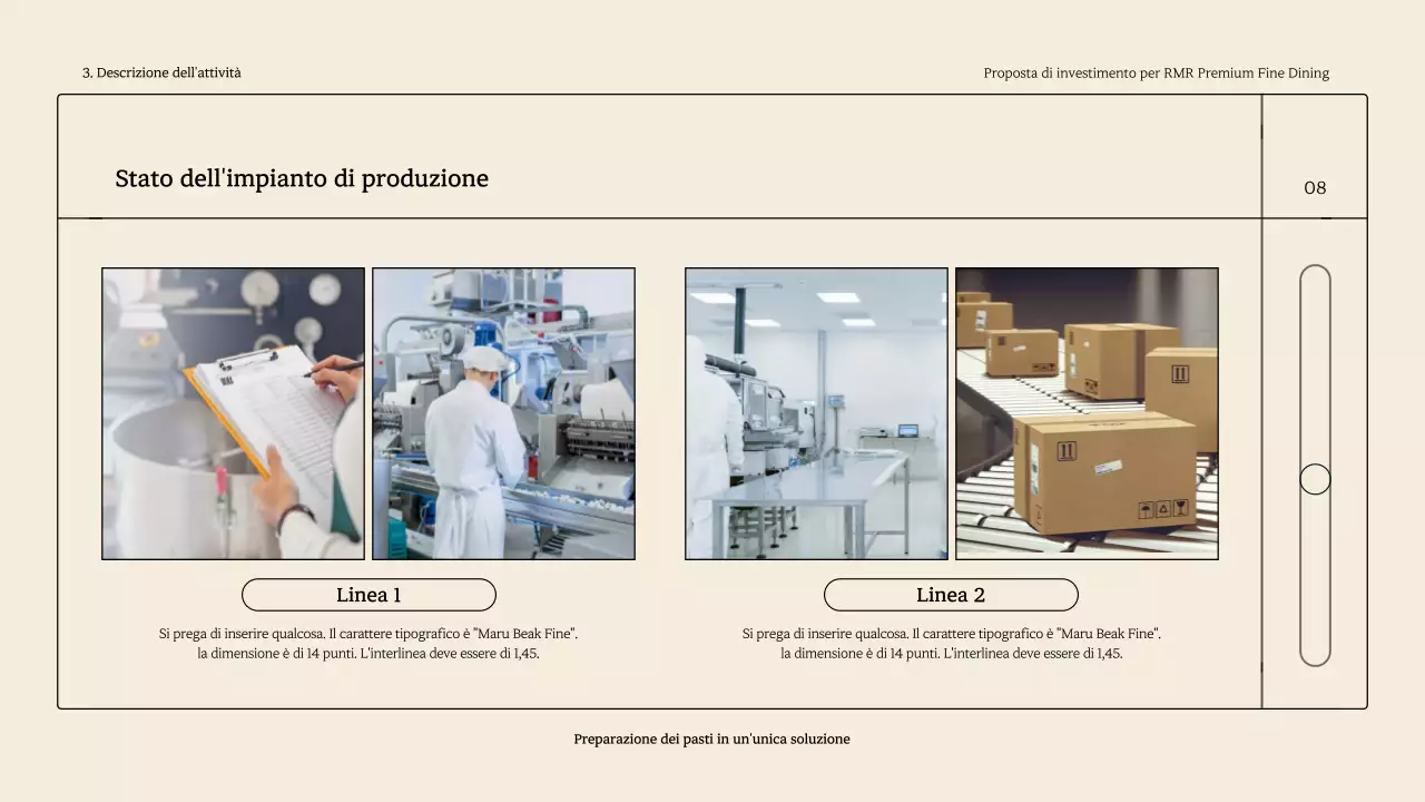 Un semplice ponte di lancio RMR per una cena raffinata, nei toni del beige.