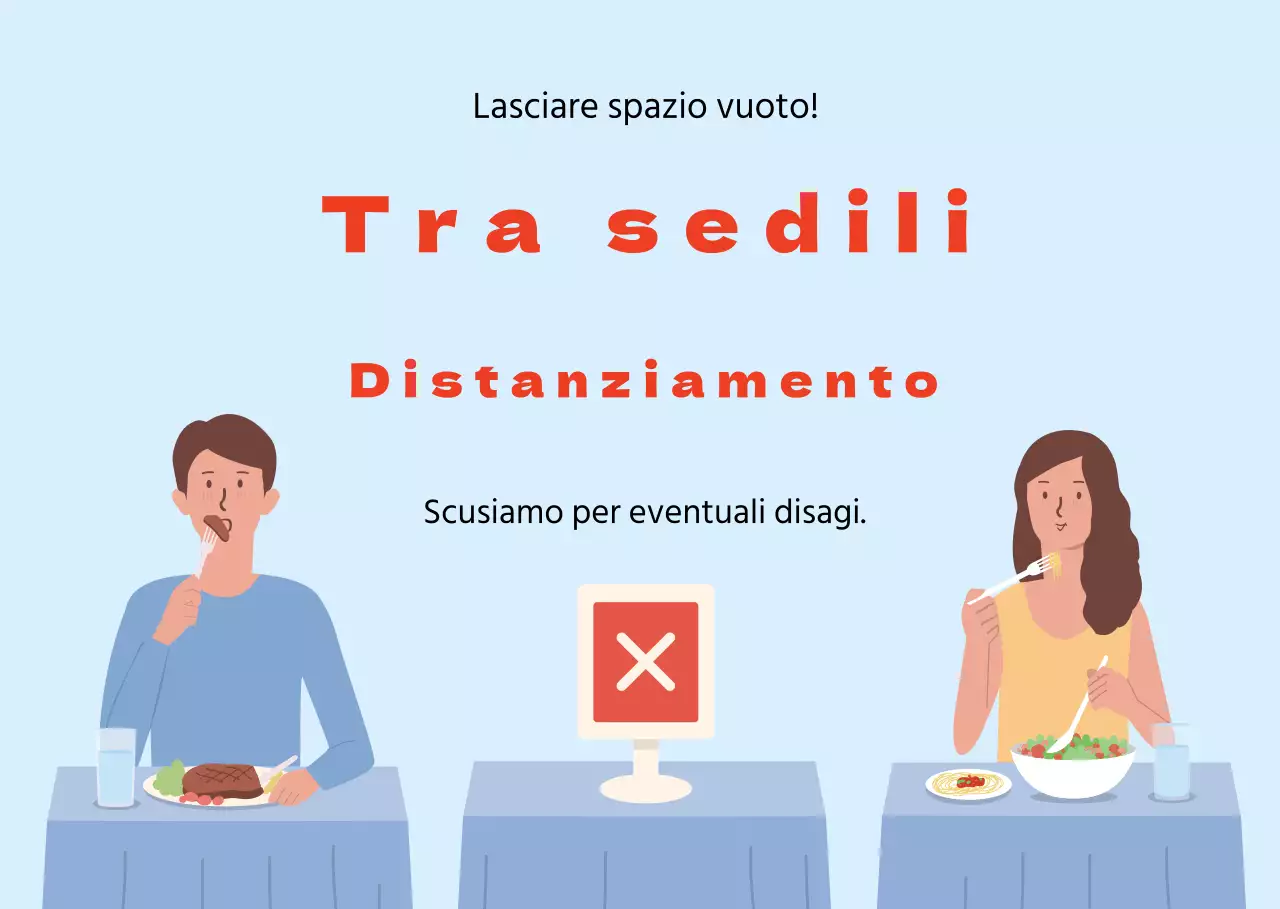 Cartello distanziatore concettuale illustrato in rosso e nero