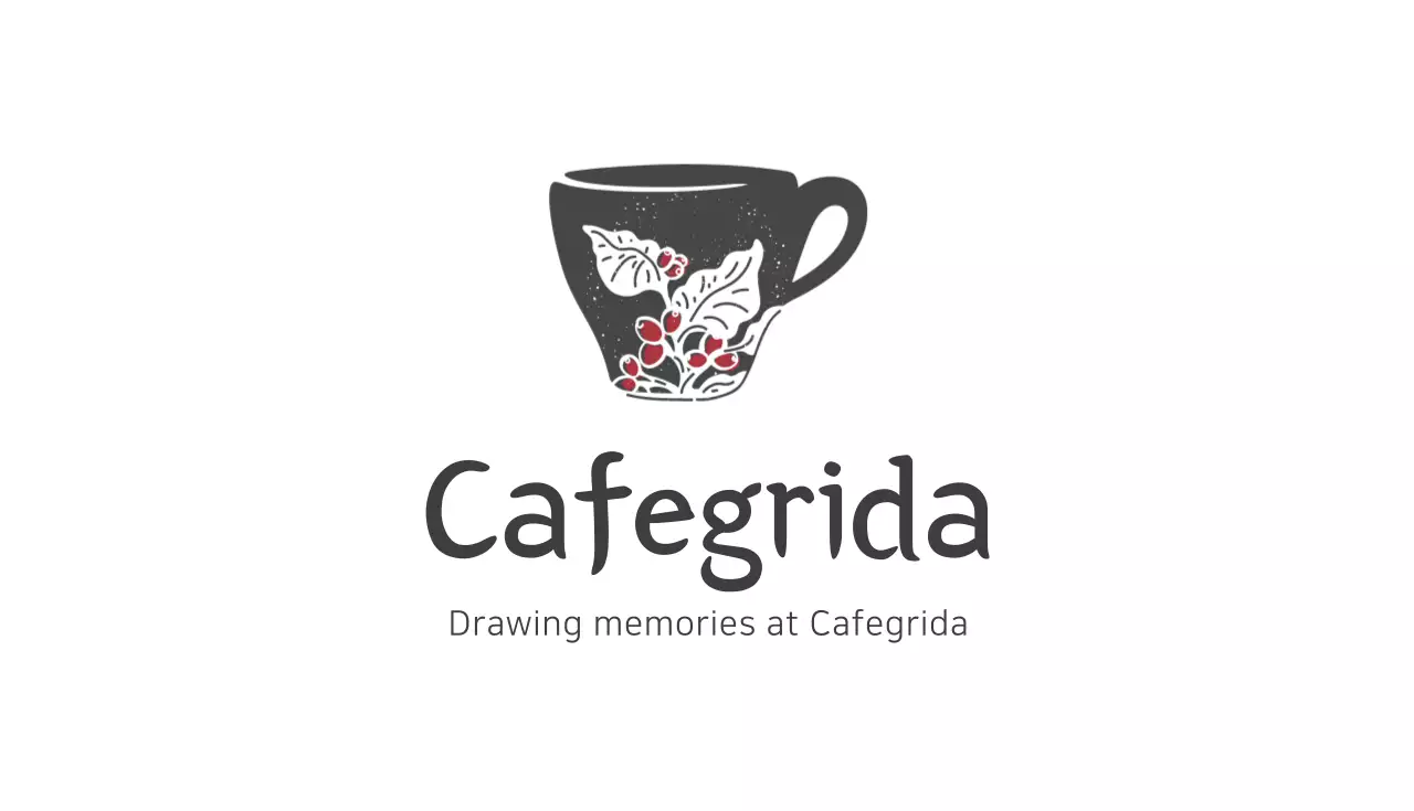 Kartu Nama Kafe Bergambar Abu-abu Merah