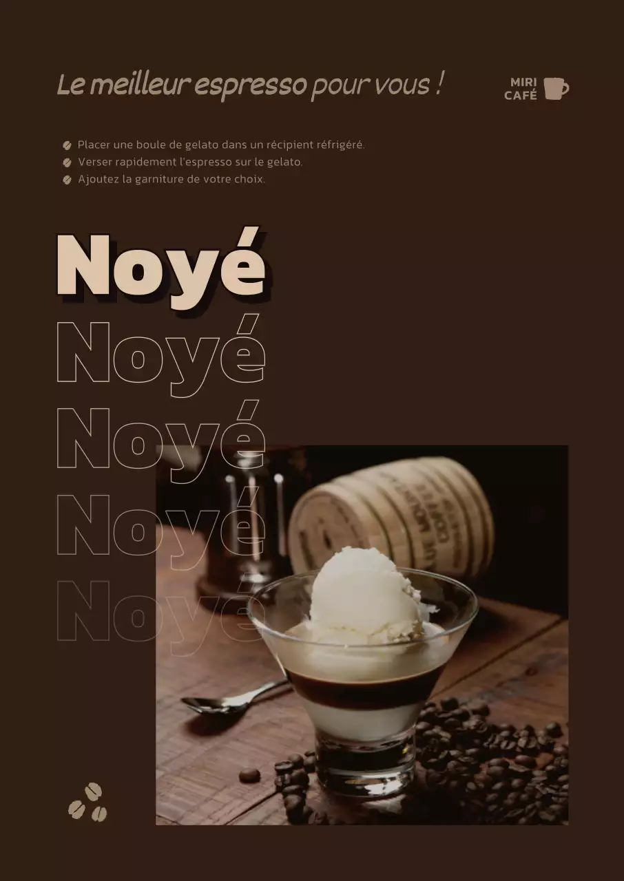 Affiche de café vintage et élégante en marron foncé