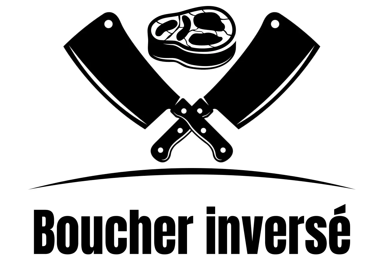 Illustration épurée du logo de la boucherie en blanc et noir