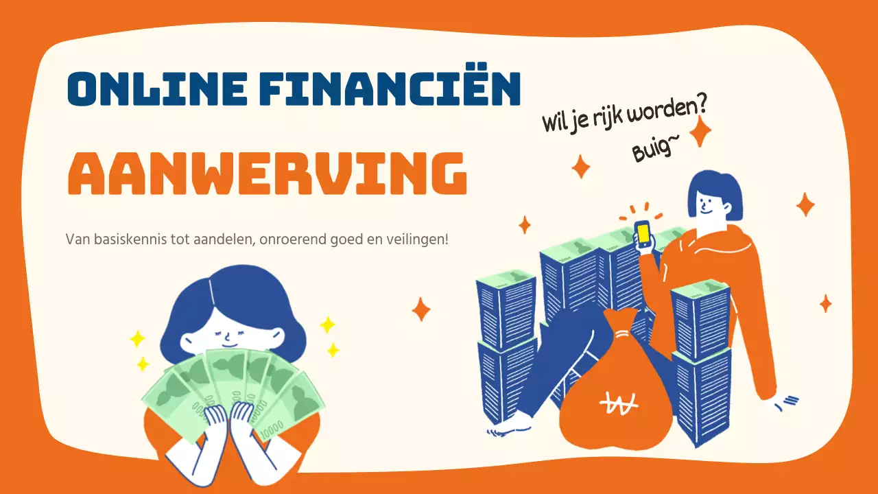 Oranje marineblauw Financiën Online Uitgebreide les Werving van de basis tot voorraden Vastgoedveiling Flex