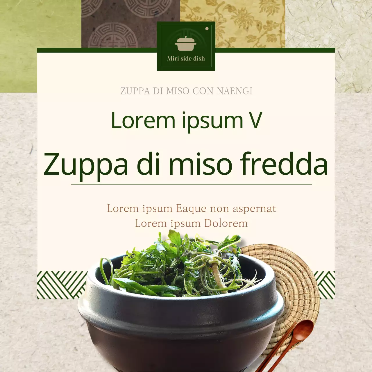 Ricetta della zuppa di miso marrone e verde raffreddata