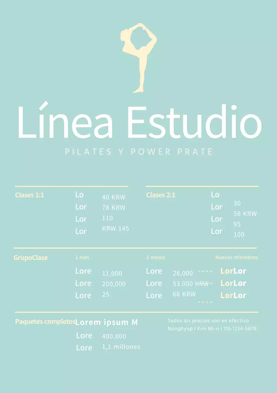 Mint Simple Pilates Tablero de Menú Soporte Acrílico