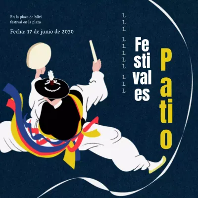 Ilustración en azul marino y blanco del recinto de fiestas del Centro de Educación Permanente