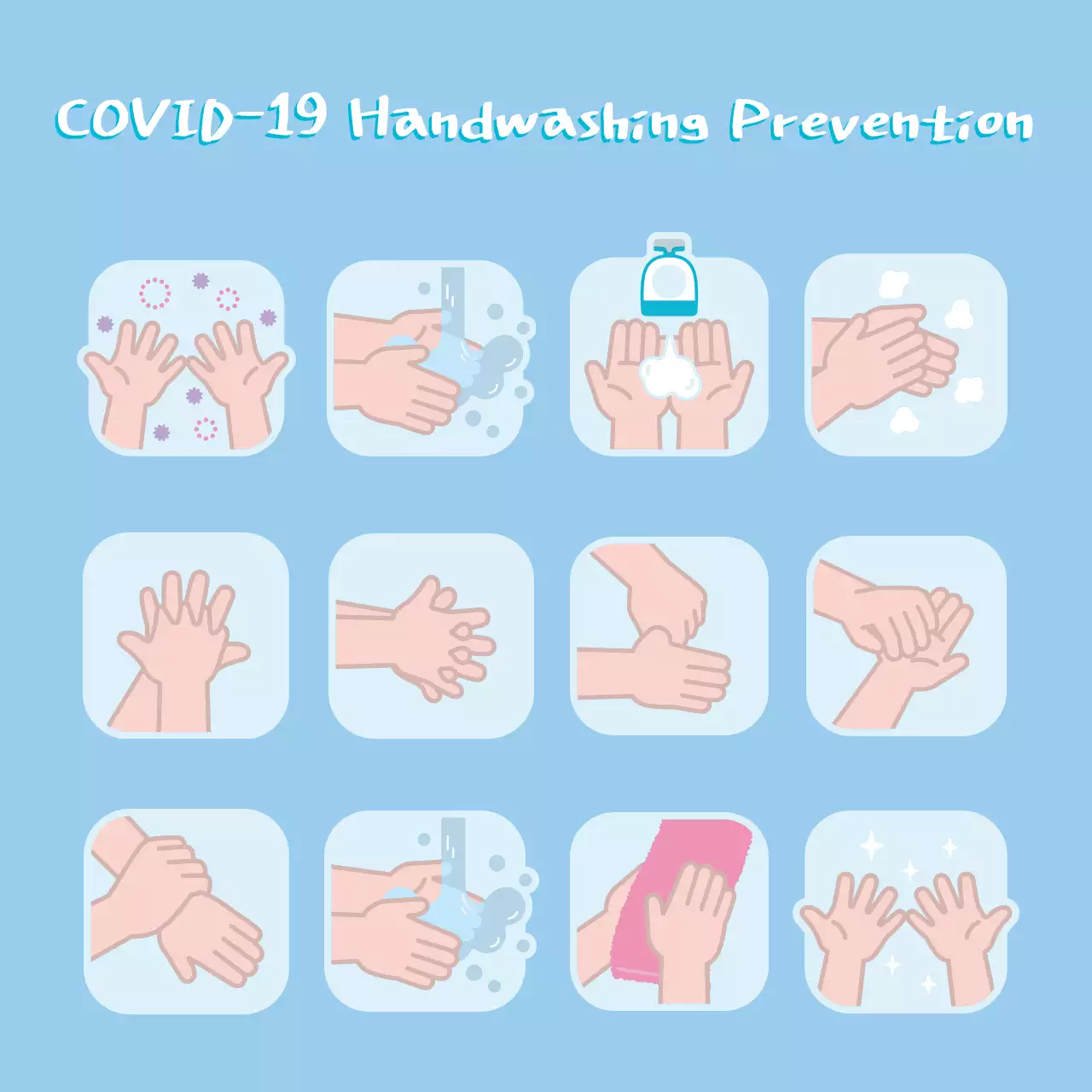 Mencuci tangan korona biru muda