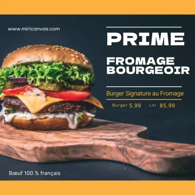 Des hamburgers artisanaux de qualité supérieure Des hamburgers au fromage Promouvoir votre hamburger emblématique