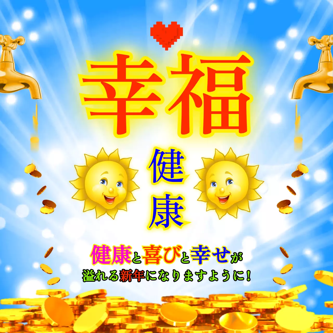 青 ポップ 幸福 ポスター SNS投稿 正方形