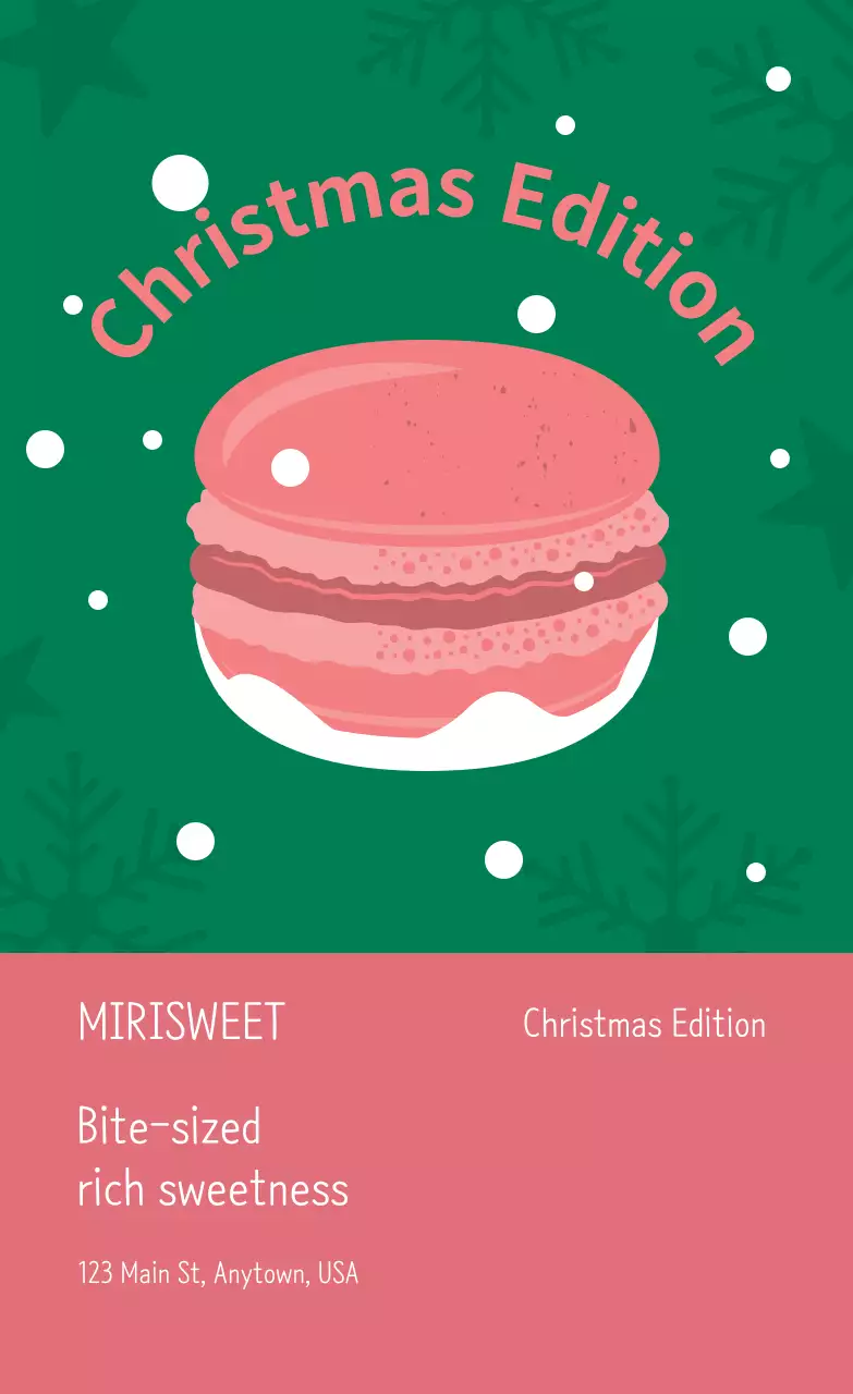 Màu hồng xanh minh họa dễ thương Giáng sinh quán cà phê tráng miệng nhãn bánh macaron