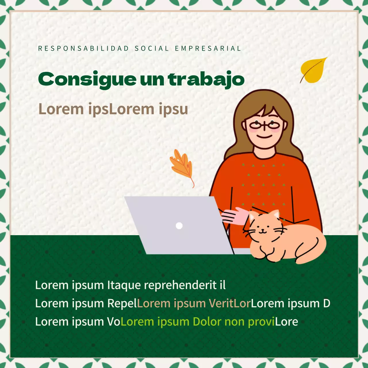 Promover la responsabilidad social de las empresas con texturas verdes y marrones