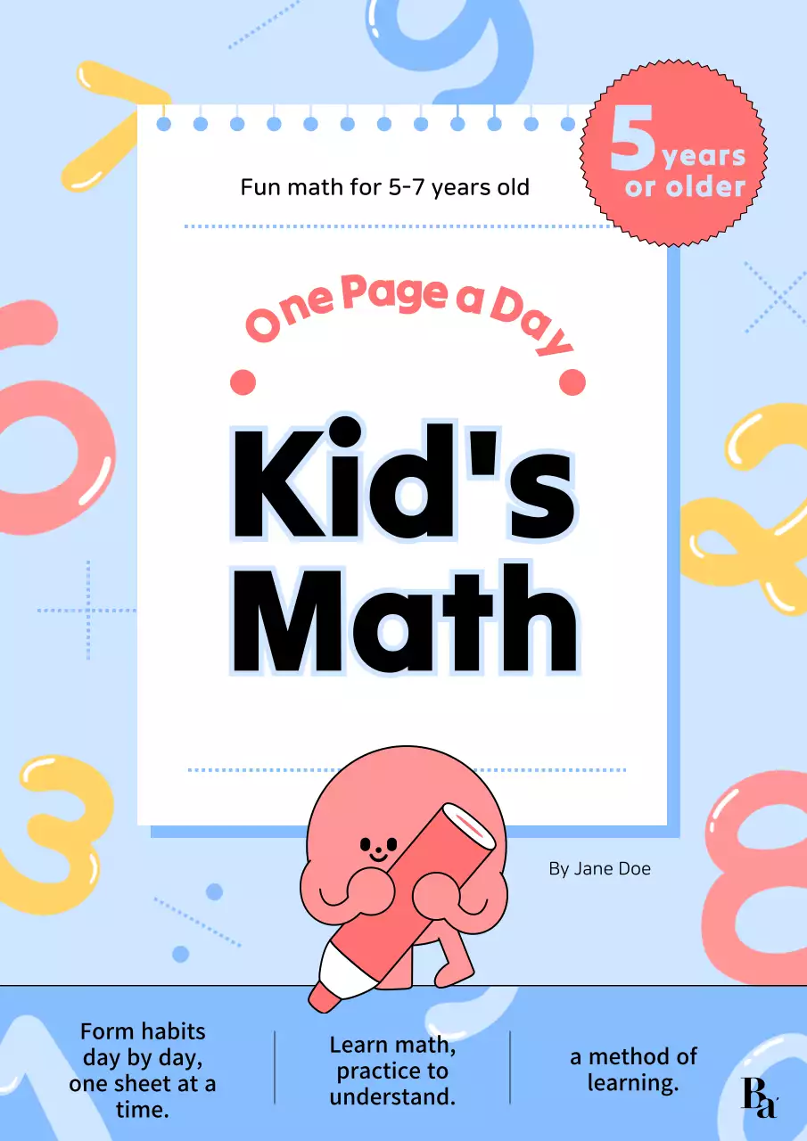 Blue Playful Math Workbook Book Cover