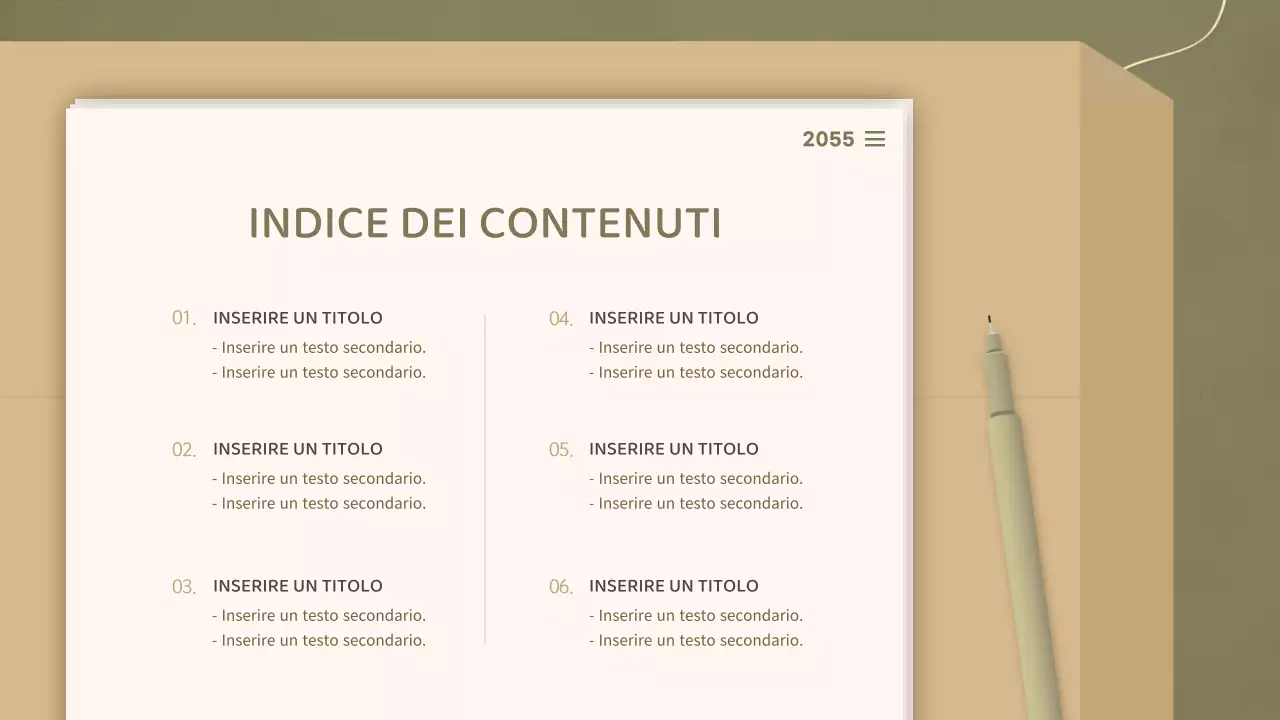 Per presentazioni con un concetto di documento pulito nei toni dell'oliva e del beige
