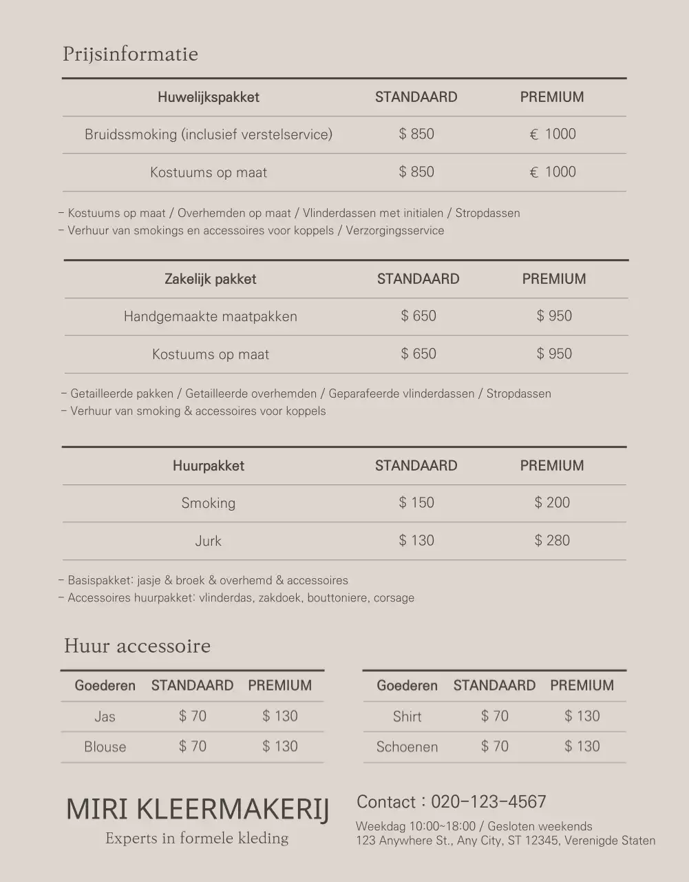 Miri Tailor Formalwear is een meester in marine en beige formele kleding en is gespecialiseerd in het op maat maken en verhuren van pakken Meer informatie