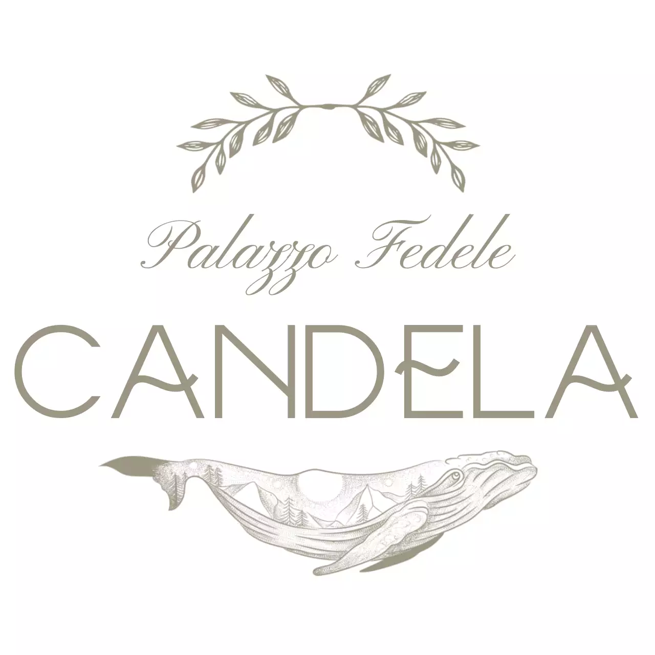 Candela di colore tortora e con una lussuosa illustrazione di testo