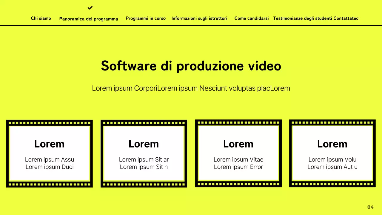 Promuovere l'accademia cinematografica con un concetto artistico su sfondo giallo