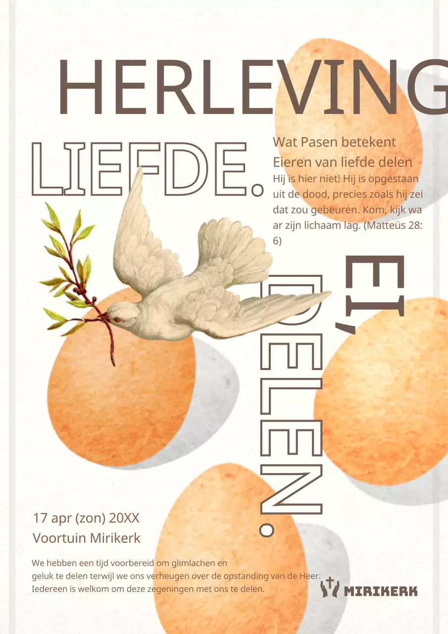 Aankondiging van een paaseierenjacht in beige