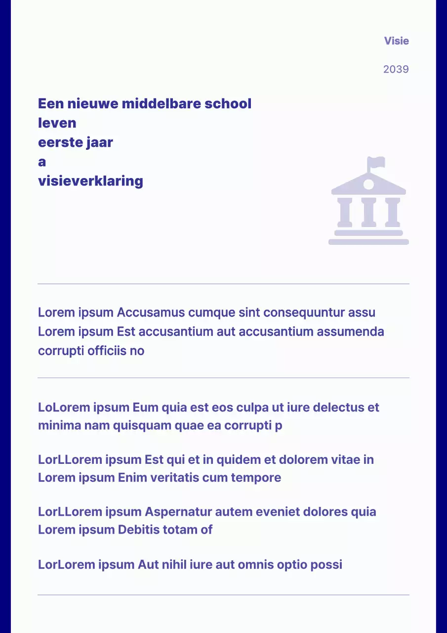 Een eenvoudige conceptuele visieverklaring in marineblauw en wit