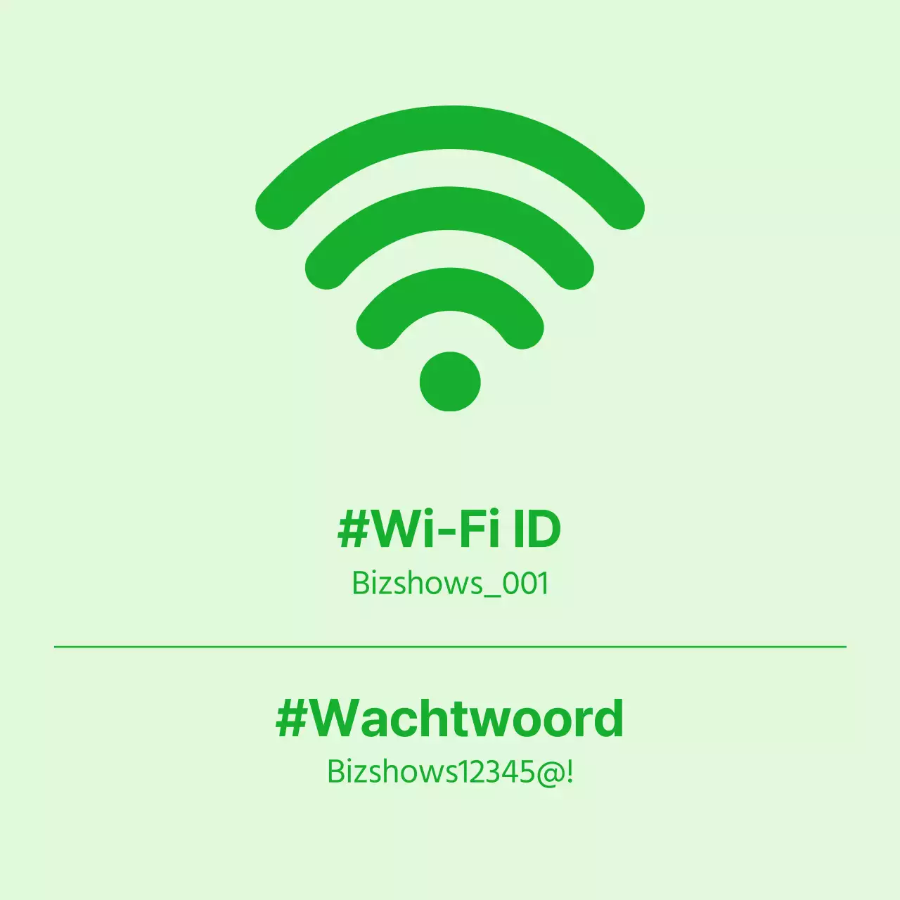 Eenvoudig concept Wi-Fi informatie in chartreuse en groen