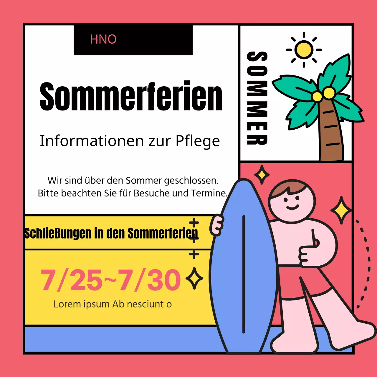 Kitschige Illustrationen in Pink und Schwarz als Wegweiser durch den Sommerurlaub