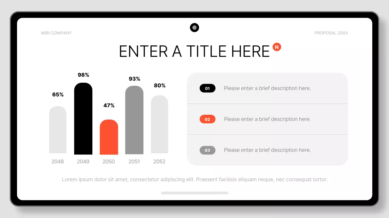 검정색과 흰색의 깔끔한 태블릿 패드 비즈니스 제안서