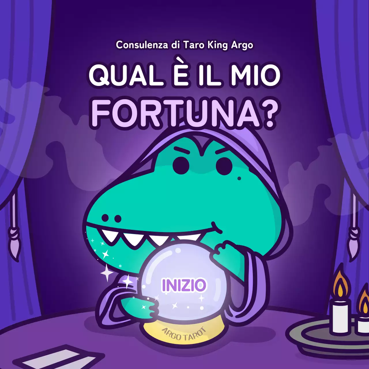 Test di psicologia dei tarocchi con un concetto di carattere viola