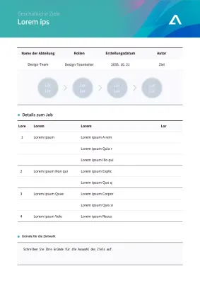 Hellblau, tabellarische Arbeitsziele