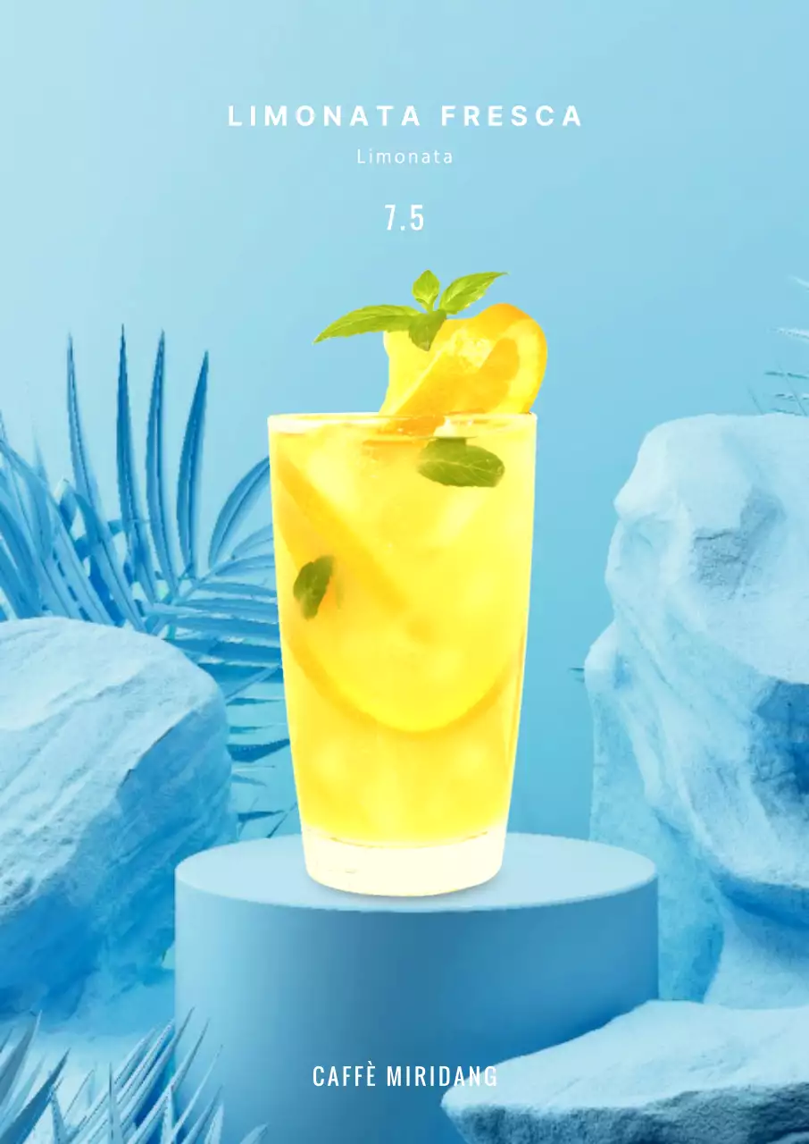 Limonata su sfondo blu tropicale