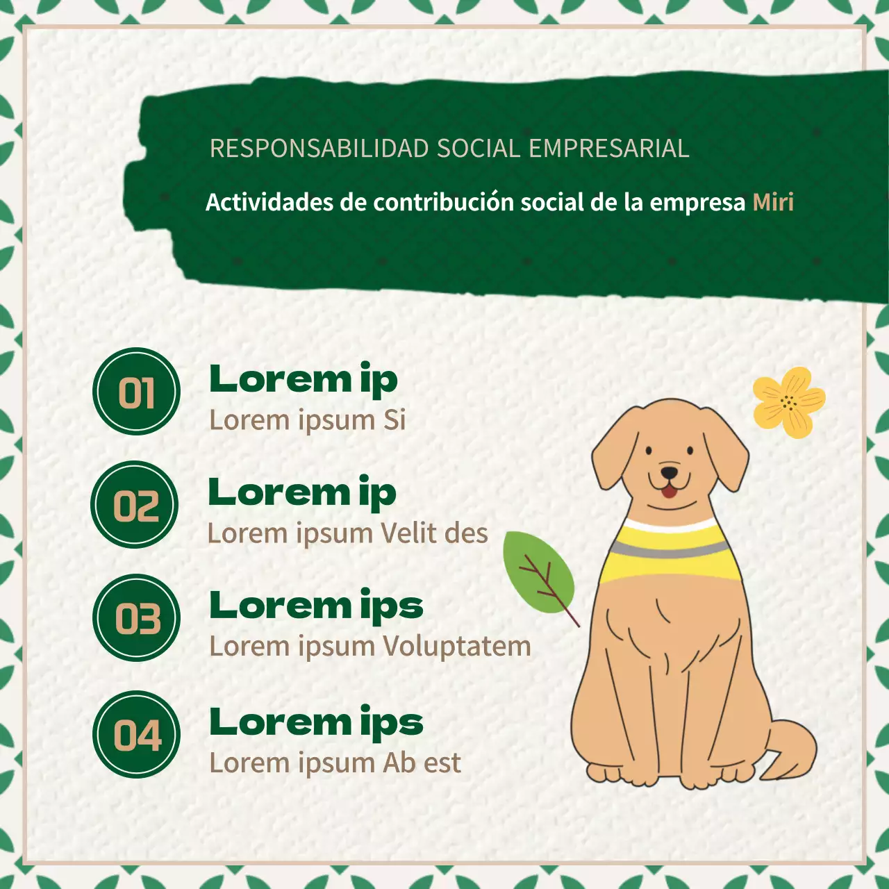 Promover la responsabilidad social de las empresas con texturas verdes y marrones