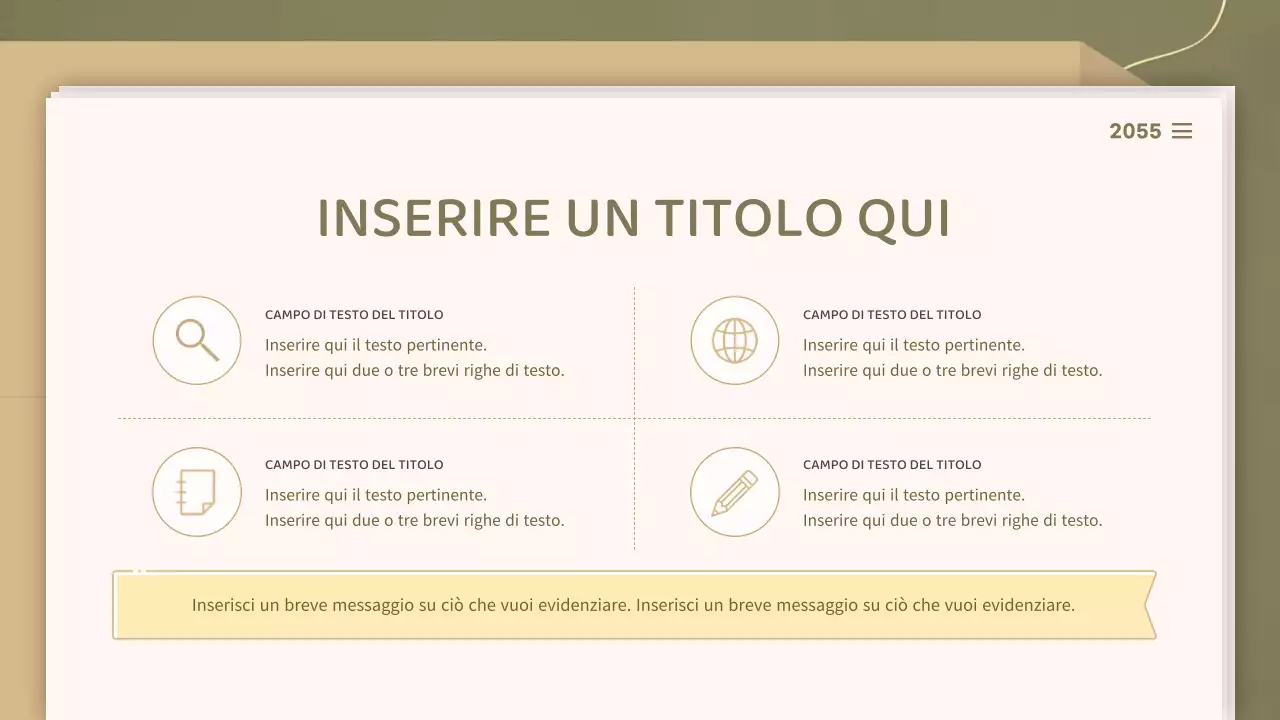 Per presentazioni con un concetto di documento pulito nei toni dell'oliva e del beige