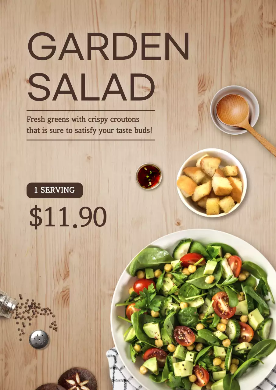 Beige Rustic Salad Promotion Poster