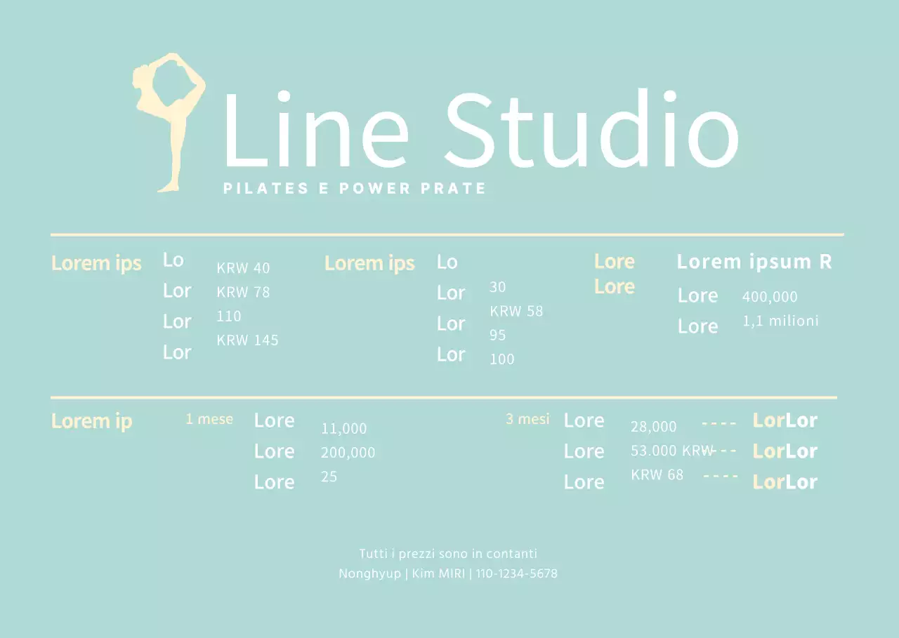 Mint Simple Pilates Menu Board Supporto in acrilico